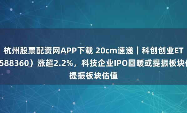 杭州股票配资网APP下载 20cm速递｜科创创业ETF（588360）涨超2.2%，科技企业IPO回暖或提振板块估值